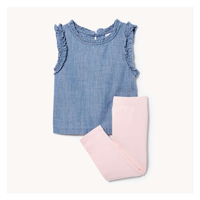 Baby Girls' 2-Piece Chambray Set